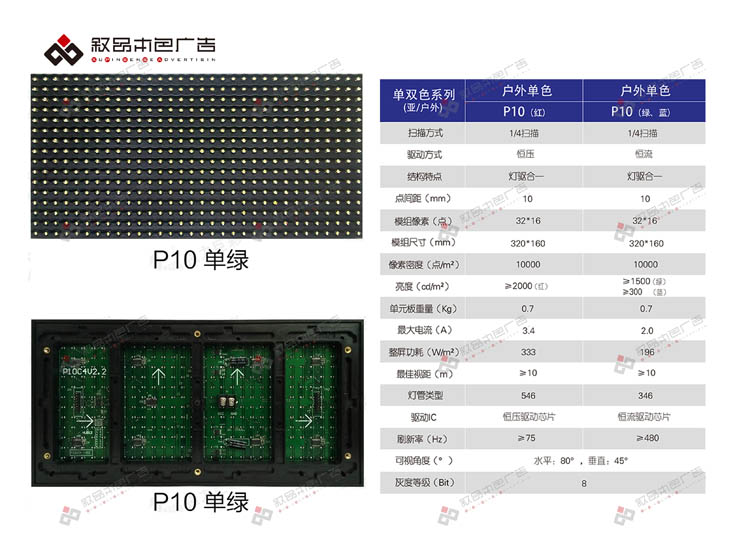 戶外P10單藍(lán)色LED顯示屏圖片