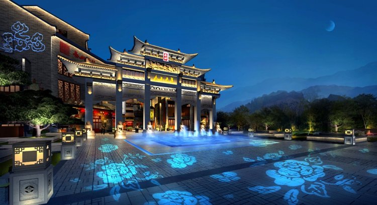 城市景觀照明-泰山云集文化商業(yè)廣場(chǎng)照明設(shè)計(jì)圖片